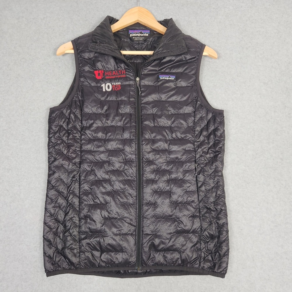 Patagonia Vest Womens Medium Black Micro Puff Insulated Packable Jacket Hiking